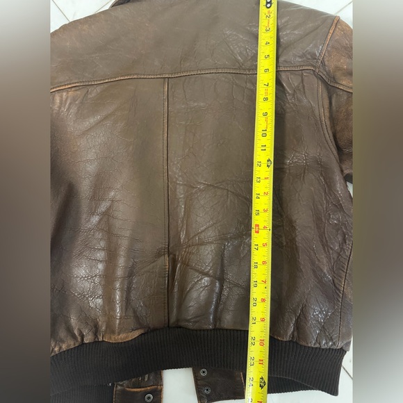 Vintage Charles Klein Distressed Brown Leather Bomber Jacket Men’s Medium - Picture 12 of 13